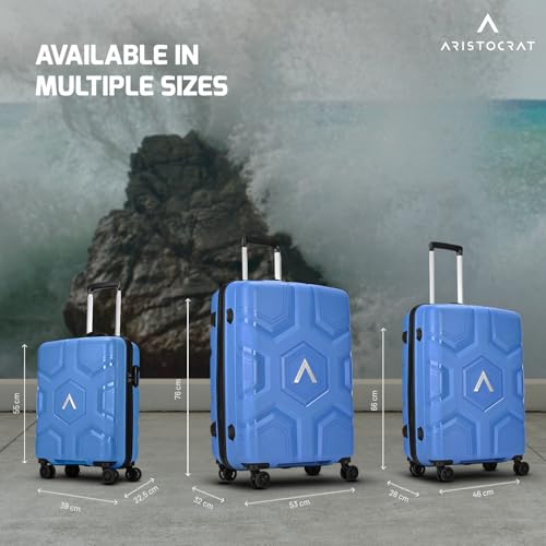 Image of Aristocrat Rock | Medium Trolley Bag, 66 Cm, Medium Hardside Luggage | 4 Wheels, Combination Lock | Polypropylene | Suitcase for Travel | 7 Year International Warranty | Ocean Blue