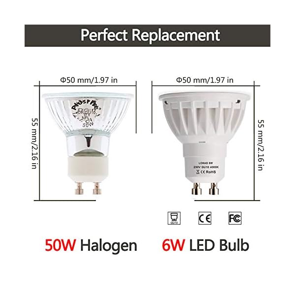 LOHAS GU10 LED 4000K Neutralweiss lampe, 5.5W Ersetzt 50W, 500LM, Leuchtmittel GU10 Naturweiß, 120°Abstrahlwinkel, Nicht… – Bild 3