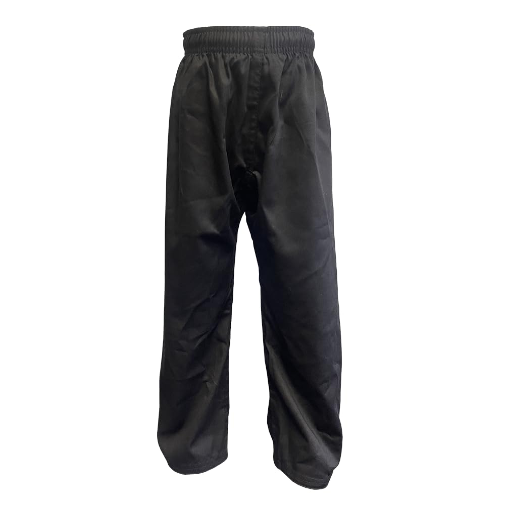 QuikStryke Blank Blank Uniform Karate Pants - 8 oz Elastic Waist + Drawstring (00) Black