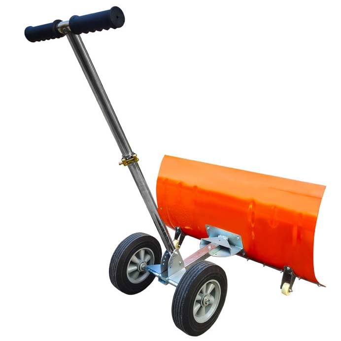 Pala da neve, spingi neve rotante con altezza e inclinazione in 5 posizioni, lama in acciaio 47,5 x 75,5 cm, ruote in gomma per una rimozione efficiente della neve