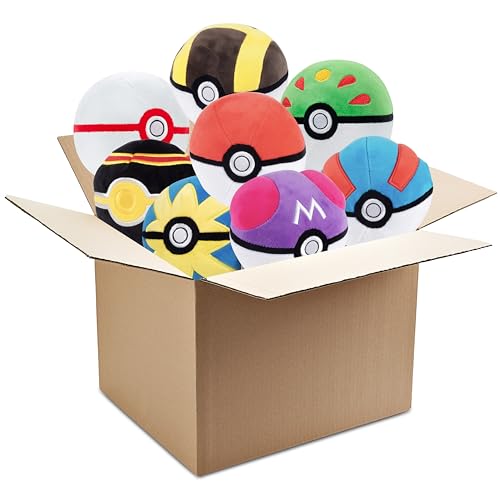 Pokemon Mystery 5' Poke Ball Plush 3-Pack - Get Three Officially Licensed 5 Inch Pokeballs - Authentic Collectible Soft Stuffed Animal Toy Figures - Gift for Kids, Boys, Girls - 2+