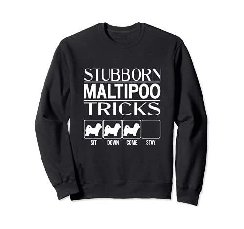 Stubborn Dog Tricks, funny dog gift idea, Funny Maltipoo Sweatshirt, Black