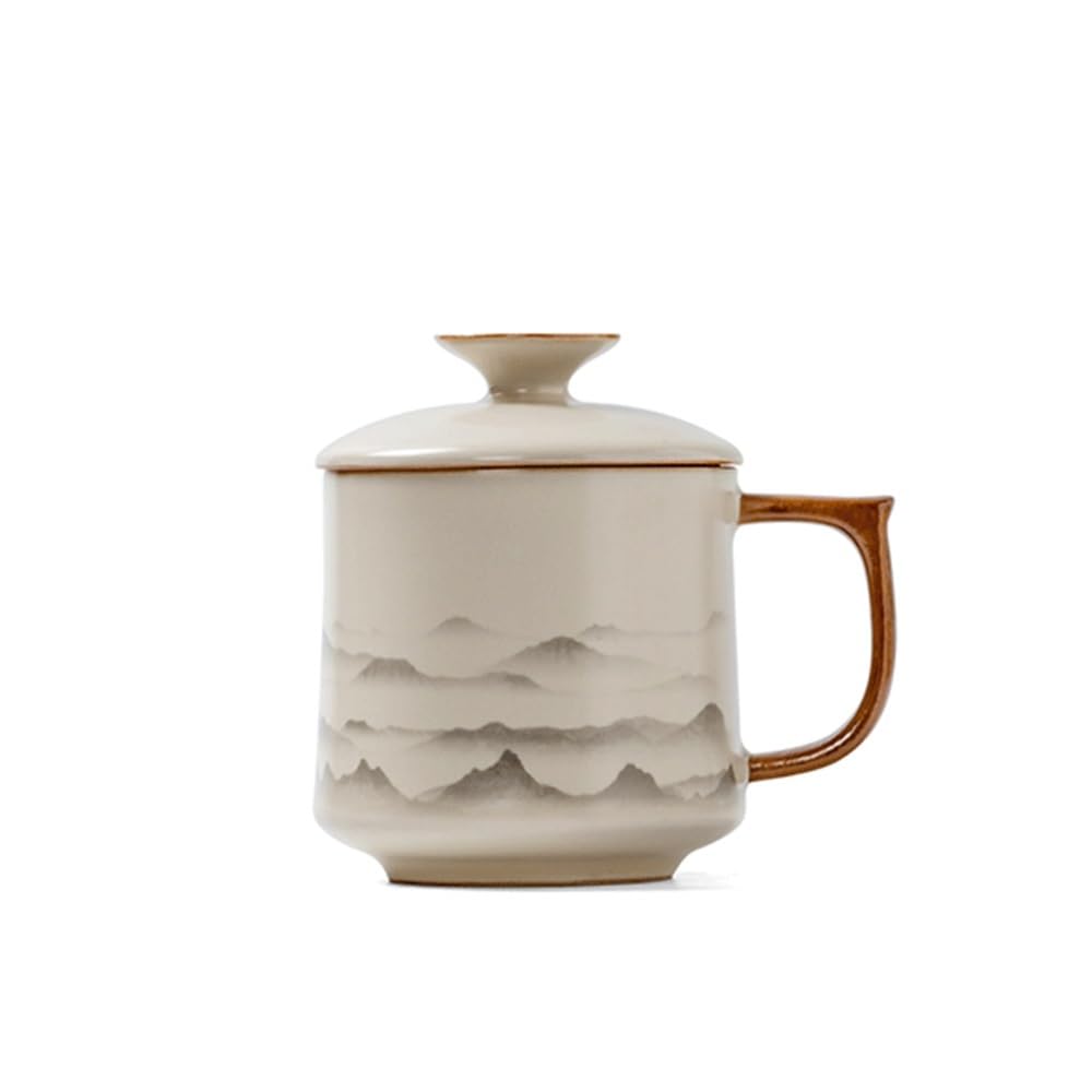 Kaffeetasse Keramikbecher mit Deckel, Fassungsvermögen 11,5 oz, Elegantes Kaffeebecher-Set, 1 Stück, for den Heimgebrauch oder for Aufbrühen von Tee for Senioren