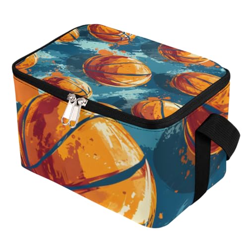 GzLeyigou Lunch Bags for Women Men 9 Cans,Basketball Balls Hot & Cold Food Delivery Bag Insulated Grocery Bag Insulated Lunch Box Cooler Bag for Office Work Picnic Beach