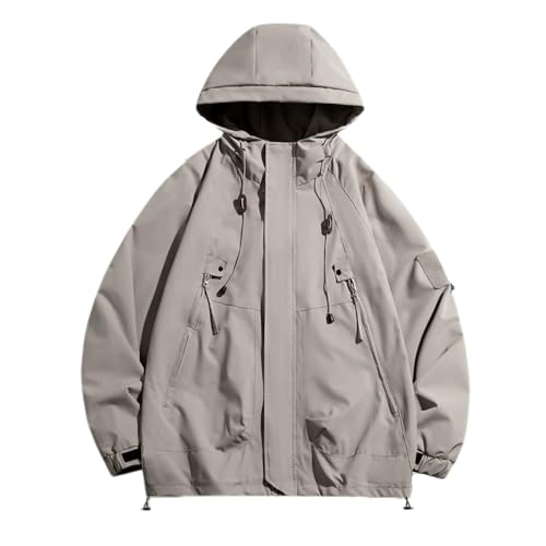 ZACOLLAN Men Long Sleeve Jacket Handsome All-Match HoodieJacket Youth Fashion Sport OutdoorJacket Casual Personality Trend TransitionJacket F-Khaki 3XL