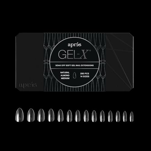 Apres Gel-X® Almond Box of Nail Tips | 280 Gel-X Tips, Soft Tips, 14 Sizes 00-9 | Half-sizes...
