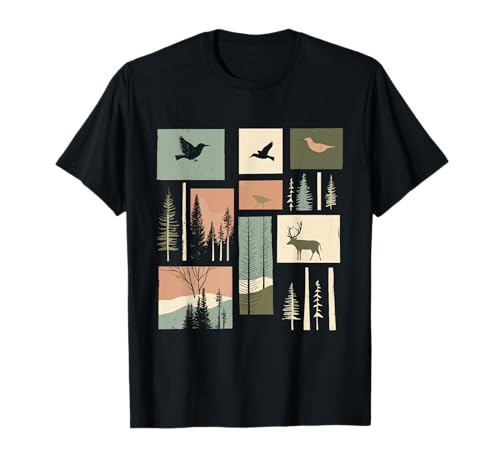 Rétro Vintage Forest Wildlife Arbres Nature Amateurs de plein air T-Shirt