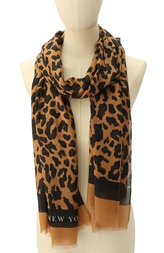 kate spade new york Women's Regal Leopard Oblong Scarf, Stylish Fashion Accessory for Women, panela/black, OS2