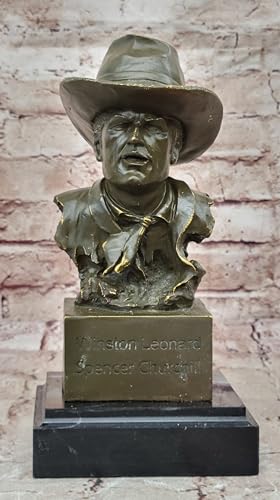 Original Milo John Wayne Bronze Bust Sculpture Signed Handmade Western Memorabilia Statue Artwork Gift Sale Decor by Think Bronze