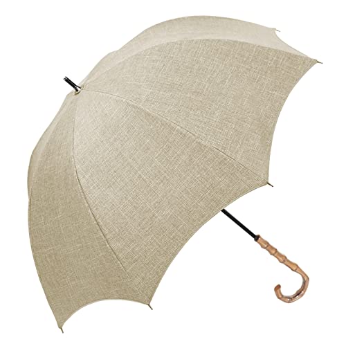100%遮光 日傘 長傘 【Rose Blanc】 日傘 晴雨兼用 UVカット 1級遮光 撥水 ブランド おしゃれ レディース かわいい 母の日 ラージサイズ 60cm プレーン ダンガリー 6pl-d (ダンガリーベージュ) 長傘タイプ