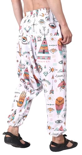 Image of Whitewhale Men's Cotton Solid Harem Pants Yoga Trousers Hippie Pant