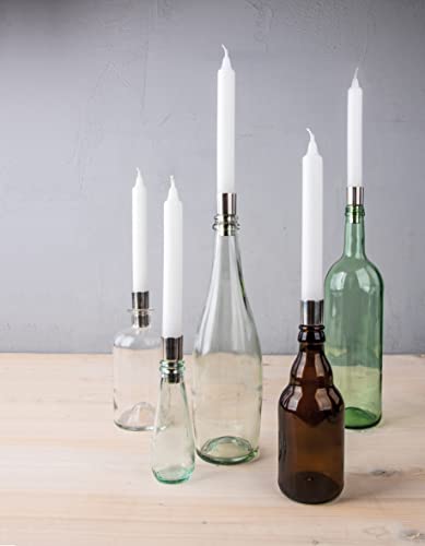 Rayher Set of 2 Bottle Candle Holders for Taper Candles, Metal Candle Stick Holders for Glass Bottles or Single Stem Vases, silver, 1.8x5cm, 46694606 - Image 3