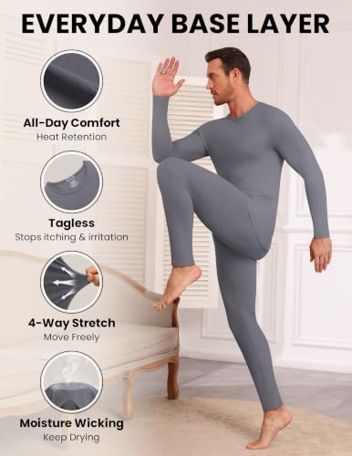 Thermal Underwear for Men Long Johns Set Winter Base Layer Top and Bottom - image 3