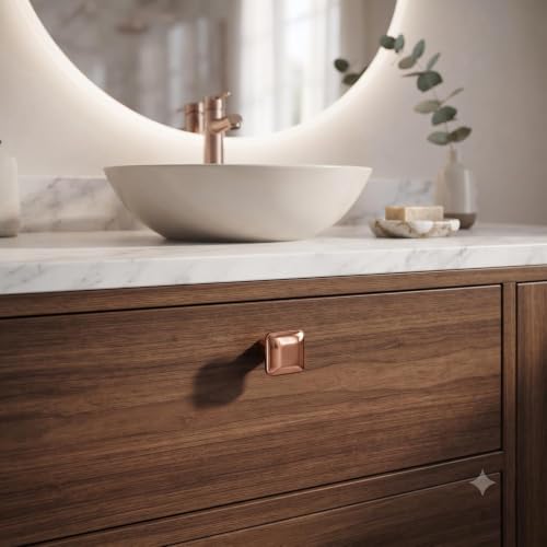 Image of JAGGER JAG401 Drawer Knobs for Home & Office - Durable and Elegant Stainless Steel Door Knob for Cabinets, Cupboards & Dressers (2, Rose Gold (Square))