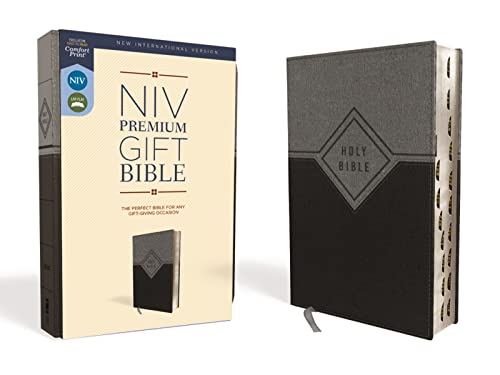 Image of Niv, Premium Gift Bible, Leathersoft, Black /Gray, Red Letter Edition, Indexed, Comfort Print
