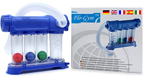 MedX5 (Upgrade 2020) Lungentrainer KM-802, 3-Kammer Atemtrainer mit 2 verstellbaren Ventilen mit denen man den Widerstand einstellen kann, Ergotherapie, Lungentraining, Atemtraining