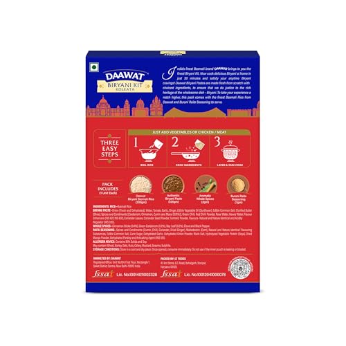Image of Daawat Biryani Kit Kolkata | Authentic Recipe | Ready in 30 min | Ready to Cook | 334gm (Pack of 3)