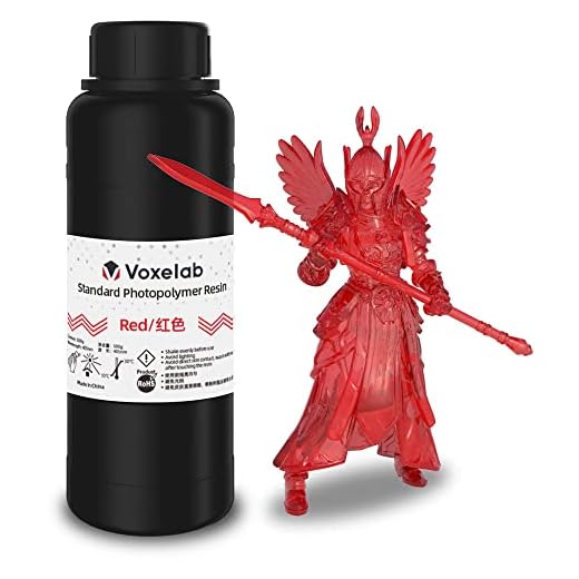 VOXELAB 3D Printer Resin, Rapid Resin LCD UV-Curing Resin 405nm Standard Photopolymer Resin for LCD 3D Printing, High Precision & Quick Curing & Excellent Fluidity - 500g (Red)