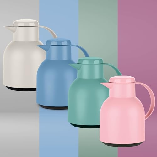 Foto von Emsa Samba Isolierkanne F40103 | 1 Liter | Kunststoff, Quick Press Verschluss | 100% dicht | 12h heiß, 24h kalt | Puderrosa, Puder Rosa