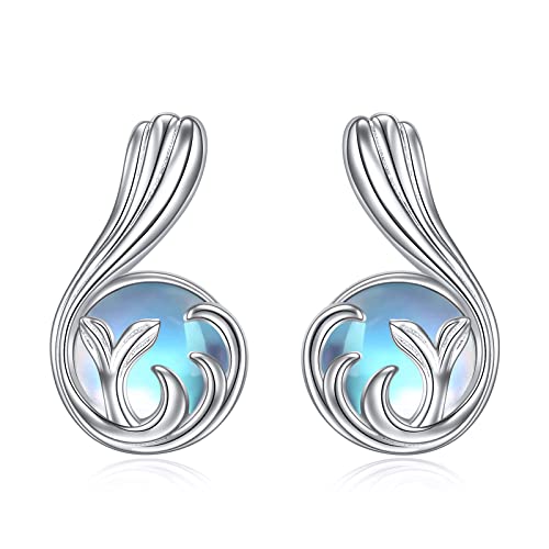 Boucles d'oreilles Queue de Sirène en Argent Sterling Queue de Sirène Vagues Pierre de Lune Boucles d'oreilles Bijoux Océan-Cadeaux pour Femmes Filles Cover