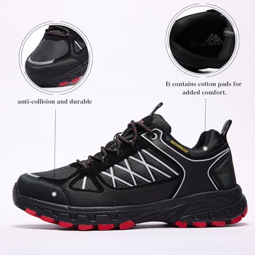 Image of Queday Mens Waterproof Lightweight Hiking Shoes | Breathable, Anti-slip Rubber outsole, Cushioned EVA midsoles, Ideal for daily trail, camping, and climbing