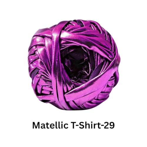 Image of VCR Shine Metallic Purple Metallic T-Shirt Yarn, 100 Grams, 100% Metallized Craft Yarn, Pack of 1 Yarn, Suitable for Handbags, Tote Bags and Sling Bags