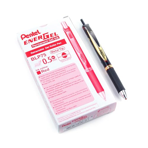 EnerGel Permanent Retractable Rollerball 0.5mm Tinta Roja 12 bolígrafos