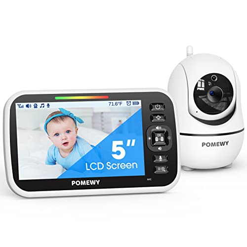 Baby Monitor With Camera And Audio - 5” Display Video Baby Monitor With 29 Hour Battery Life, Remote Pan & Tilt, 2X Zoom,Auto Night Vision, 2 Way Talk, Temperature Sensor,Lullabies,960 Feet Range #TOP21