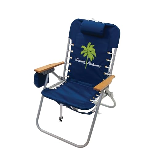 Image of Tommy Bahama Hi-Boy 17 inch Seat Height 4-Position Lace-Up Suspension Folding Beach Backpack Chair