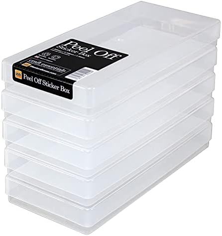 WestonBoxes - Plastic Peel Off Sticker Sheet Storage Box for arts, crafts, cardmaking and scrapbooking (Clear, Pack of 5)