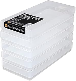 WestonBoxes - Plastic Peel Off Sticker Sheet Storage Box for arts, crafts, cardmaking and scrapbooking (Clear, Pack of 5)