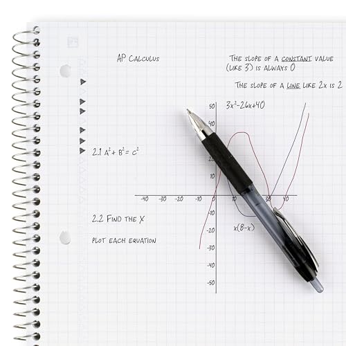 Image of Five Star Spiral Notebook + Study App,1 Subject,Graph Ruled Paper,8-1 /2 inch x 11 inch,100 Sheets,Fights Ink Bleed,Water Resistant Cover,Assorted Colors (73549),6 Count (Pack of 2)