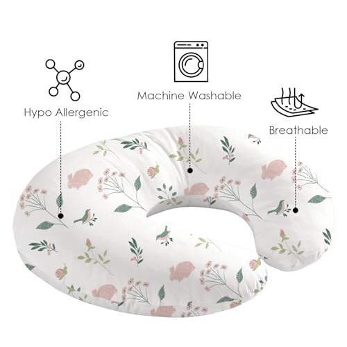 Image of Little Grape Land Nursing Pillow Covers 2 Pack, Soft & Breathable Removable Breastfeeding Pillows Covers for Feeding Pillows, Nursing Pillow Slipcover for Baby Girls Boys, (Unicorn & Bunny)