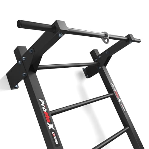 K-Sport: Sprossenwand mit 8 Sprossen I Klettergerüst bis 250kg belastbar I Turnwand mit Klimmzugstange I Metall-Kletterwand zur Wandmontage für Erwachsene & Kinder, inkl. E-Book