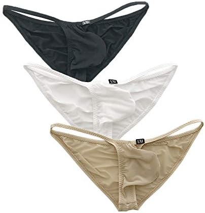 ADAHOP Men's Comfortable Ice Silk Pouch Briefs Strings Bikini Underwear Male