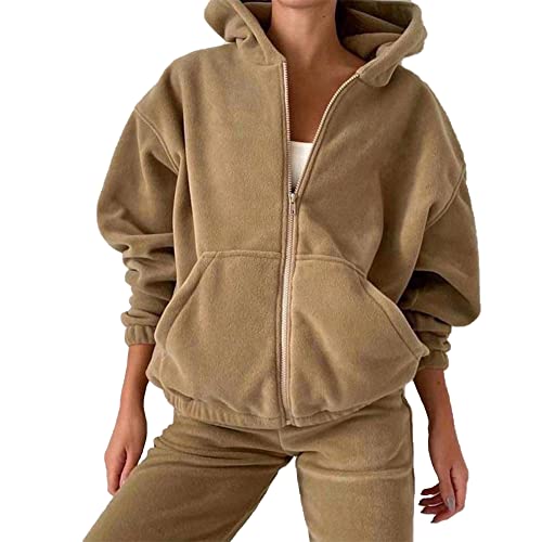Soulolo Damen Trainingsanzüge Damen Jogginganzug mit Kapuze Lose Freizeitanzug Kapuzenpullover Hoodie mit Jogginghose Loungewear Outfit Freizeitkleidung Cover