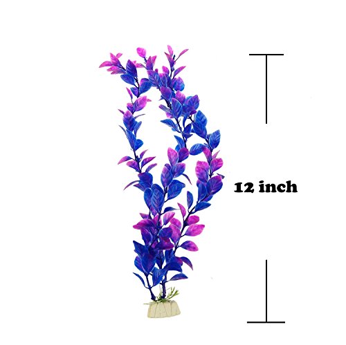 Image of CNZ Aquarium Decor Fish Tank Decoration Ornament Artificial Plastic Plant Green (12-inch Purple, 3pcs)