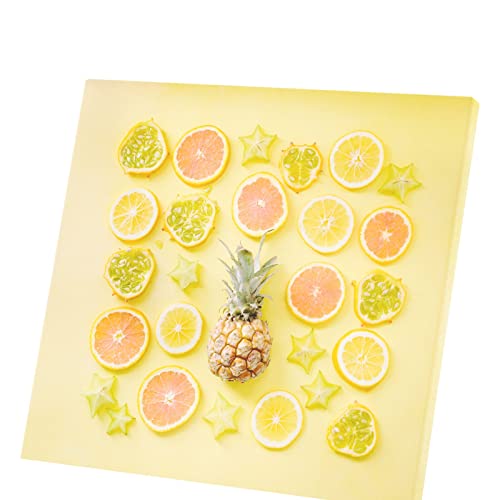 Toile Ananas et Agrumes Jaune pour Décoration Cuisine et Salon