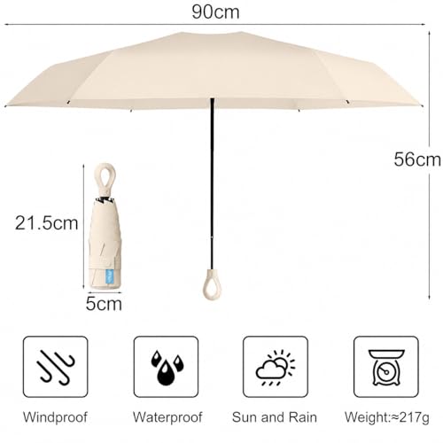 Image of Umbrella, Mini Folding Windproof & Compact UV Umbrella for Sun Protection Rain Windproof Strong Large 3 Fold for Women Handbags,3 Fold for Men Women, Stylish & Compact