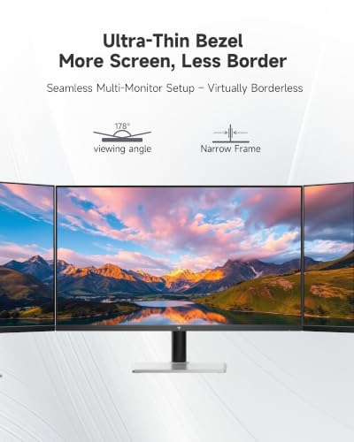 Image of KTC 32 Inch 4K UHD Monitor, 3840 x 2160 Computer Monitor 60Hz, 3000:1 Contrast, HDR, 125% sRGB, HDMI Dispaly Port, Tilt Height Swivel Adjustable Stand, Low Blue Light, Vesa Wall Mount, White, H32U6