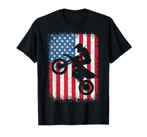 Dirt Bike Motocross Biker American Flag 4th of July Boys