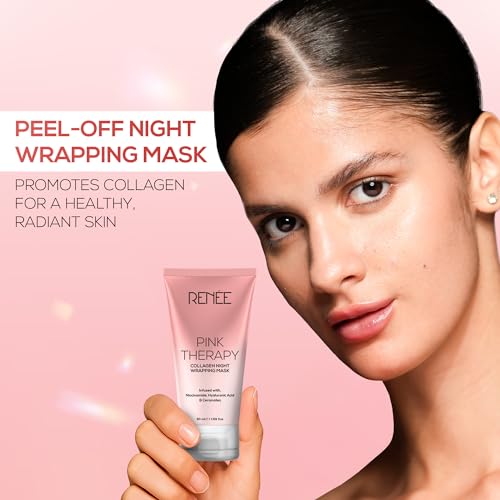 Image of RENEE Pink Therapy Collagen Night Wrapping Face Mask | For Young, Hydrated Skin | Texture & Elasticity | Improves Skin Barrier | Hyaluronic Acid & Niacinamide Infused | 50 ml