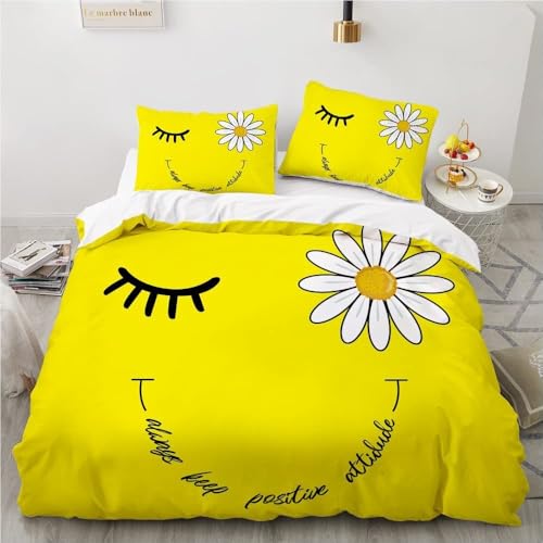 NUEYSP Housse de Couette 160x200 Smiley Parures de Lit 160x200 Enfant Polycoton Douce et Confortable Housse de Couette Impression 3D avec 1 Taie d'oreiller