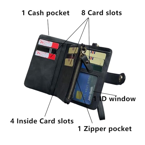 Womens Small Leather Wallet, RFID Bifold Ladies Wristlet with Card Slots id Window Zipper Coin Purse2