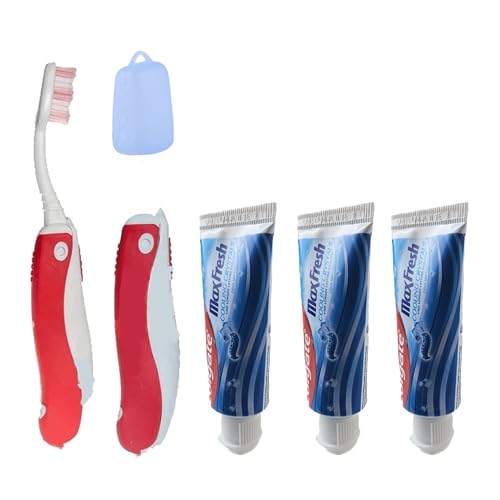 Small Travel Size Toothpaste Colgatee Mini Max Fresh 20ml x3 with Travel Foldable Toothbrush x1 Includes Silicone Toothbrush Cap Cover