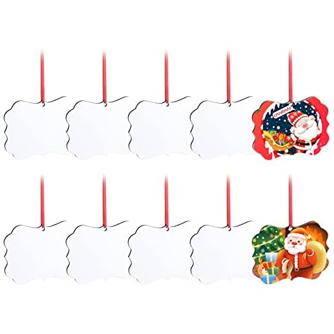 10pcs Sublimation Blanks Nameplate Ornaments, Nameplate Blank Wood Discs Hard Board Ornaments White Blank MDF Ornaments for DIY Christmas Decoration Cover