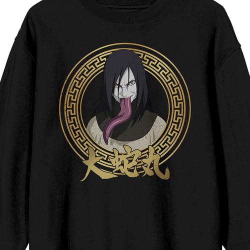 Naruto Shippuden Orochimaru Gold Circle Adult Black Crew Neck Long Sleeve Sweatshirt2