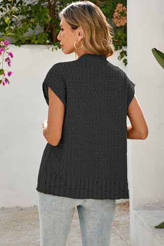Image of Cakulo Womens Cable Knit Sweater Vest 2025 Oversized Sleeveless Button Down Summer Cardigan Sweaters Tops