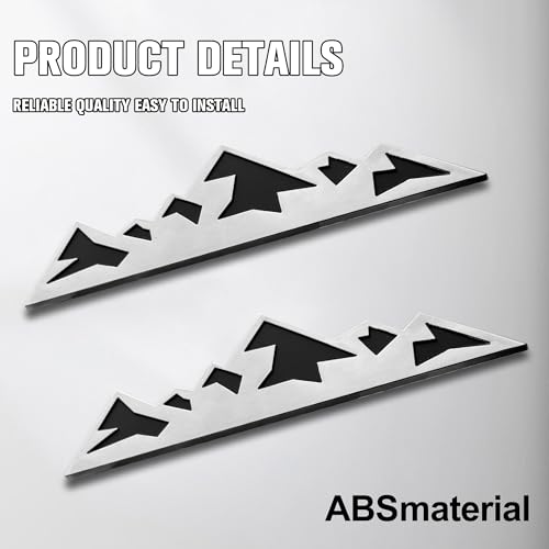 Image of 2 PCS 7 Inch Snow Mountain Graphic Logo Badge Emblem, Trunk Mountain Emblem for Car Trunk Tailgate Emblem (Silver Black)