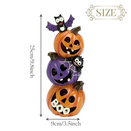 🎃 Lustige Halloween Deko: 25cm Harz Kürbis Figur mit LED Licht – Gruselige Tischornamente für die perfekte Halloween Party! 👻 – Bild 6